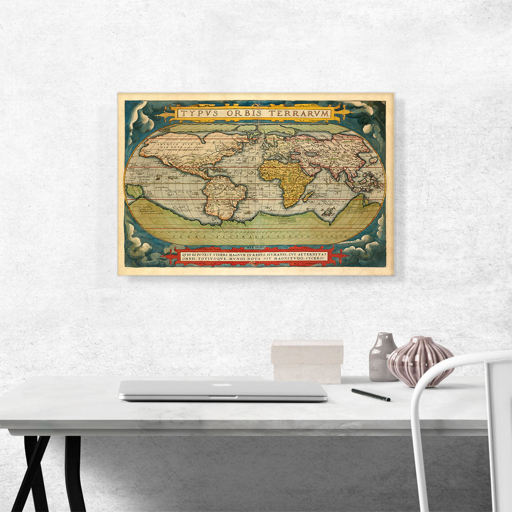 Vintage World Map Canvas | Abraham Ortelius' Theatrum Orbis Terrarum