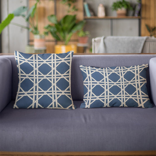 DaVinci Blue & White Cotton Throw Pillow – Cozy Luxury Accent