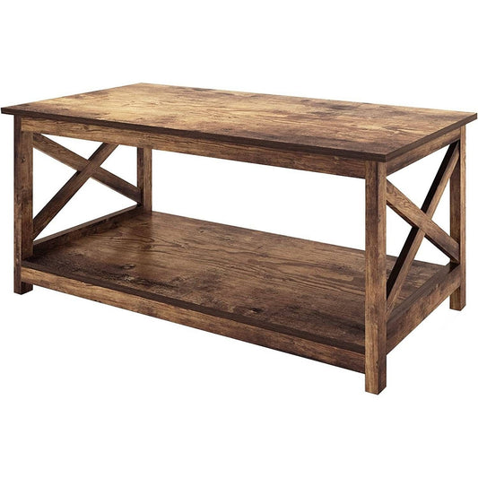 Modern Farmhouse Coffee Table with Storage Shelf