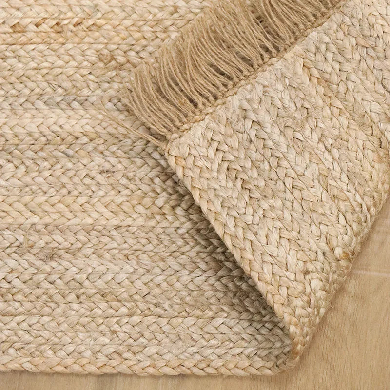 Hand-Woven Jute & Bamboo Fiber Rug – Natural Japanese Style