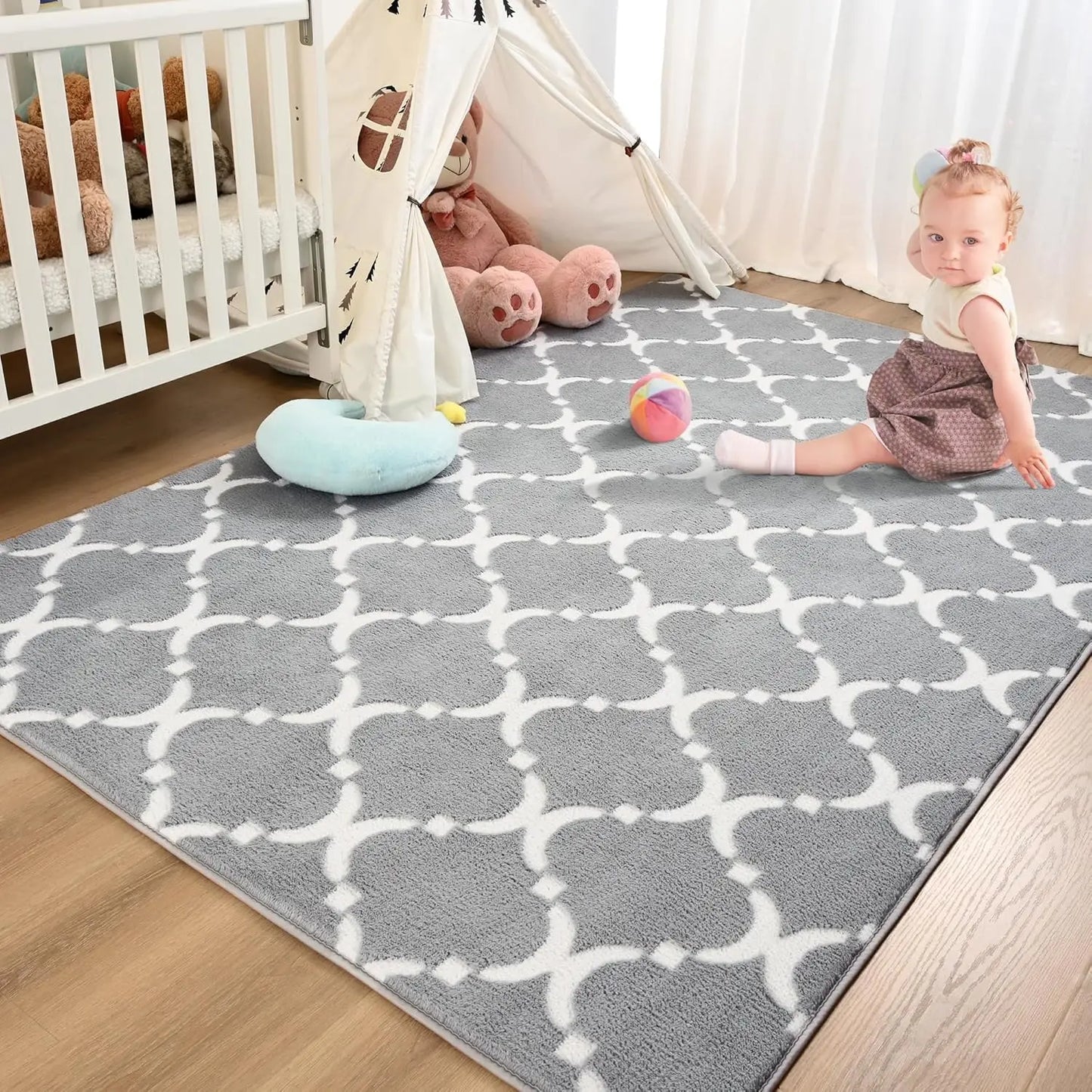 Noahas 6x9 Black Memory Foam Rug with Anti-Slip Backing