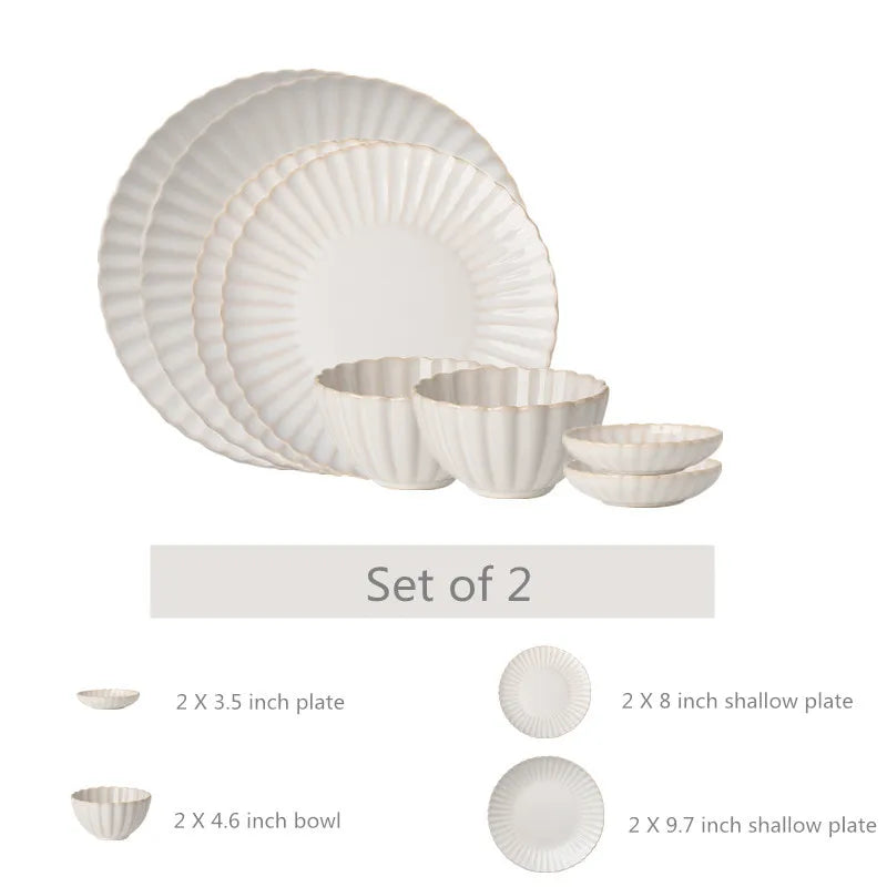 White Floral-Shaped Ceramic Dinner Set