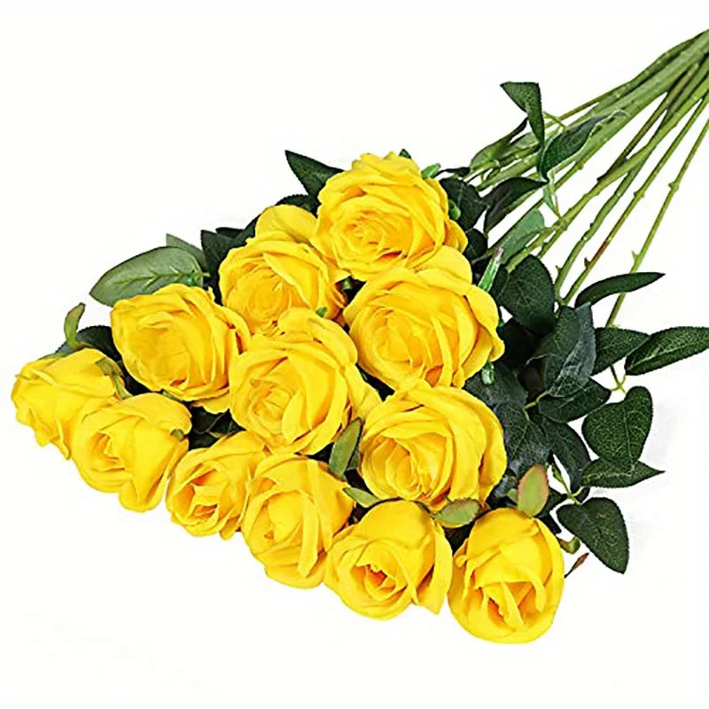 Velvet Touch Artificial Silk Rose Stems – Set of 12