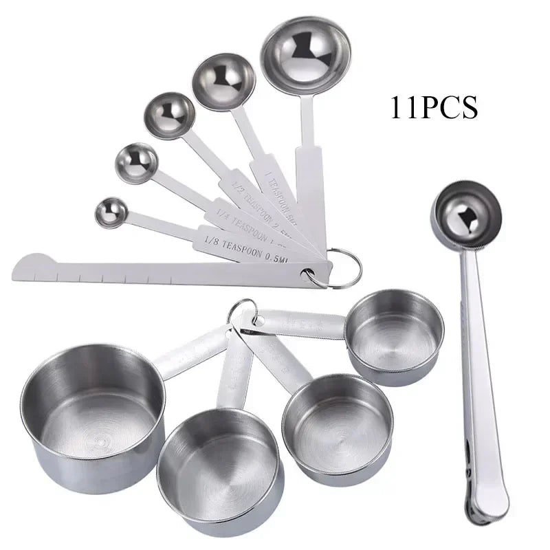 Premium 10-Piece Stainless Steel Measuring Cups and Spoons Set for Baking