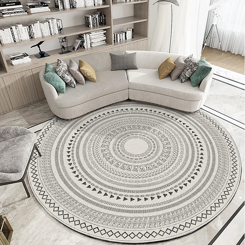 Modern Round Geometric Rug for Living Rooms