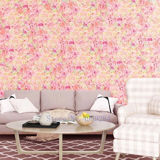 Artificial Silk Rose Flower Wall Panel