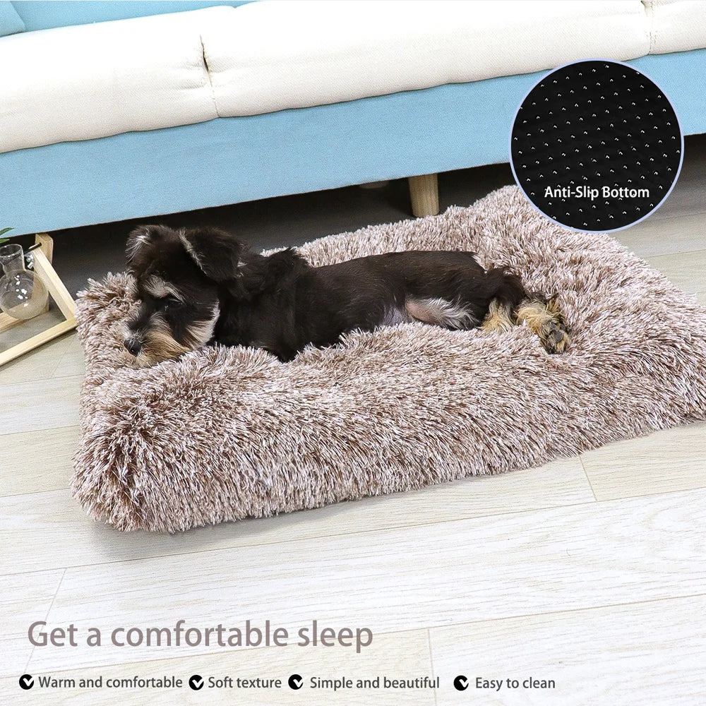 Ultra-Soft & Washable Dog Crate Bed with Anti-Slip Bottom