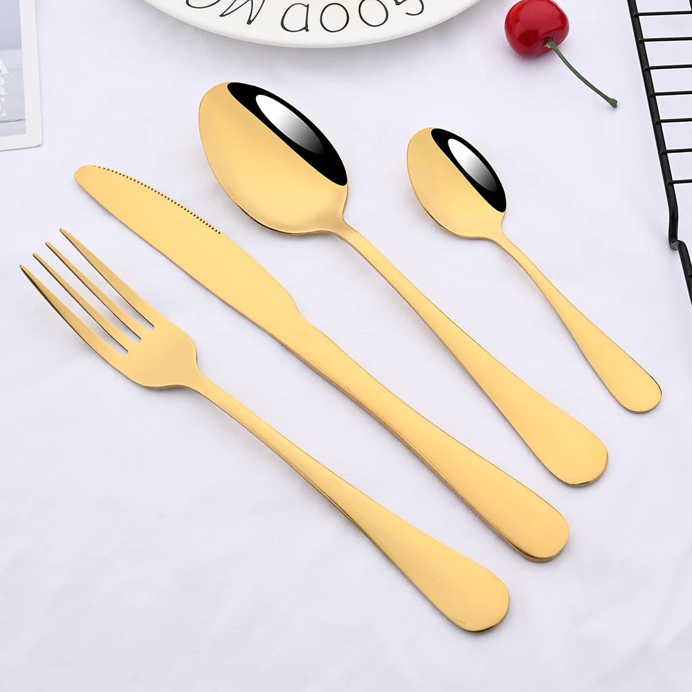 Modern Rainbow Flatware Set with Pigmented Finish
