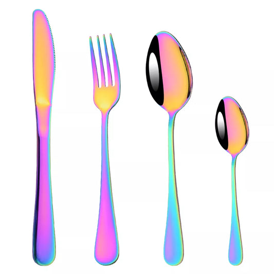 Modern Rainbow Flatware Set with Pigmented Finish