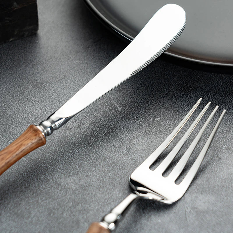 Eco-Friendly Wooden & Stainless Steel Dinnerware Set