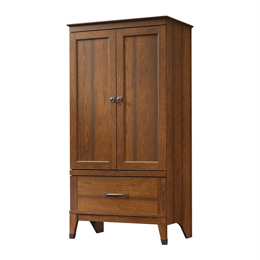 65.9" Tall Cherry Storage Wardrobe Cabinet with Easy-Glide Drawer