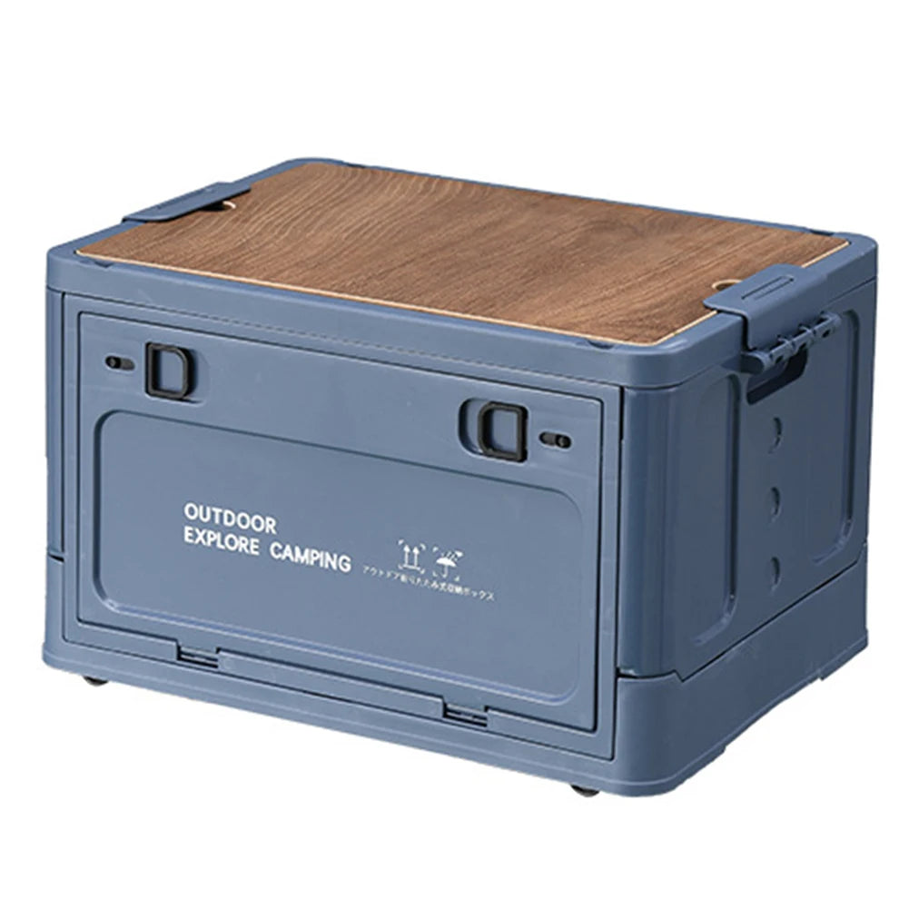 30L Folding Car Storage Box with Side-Door Access - Stackable Camping Table