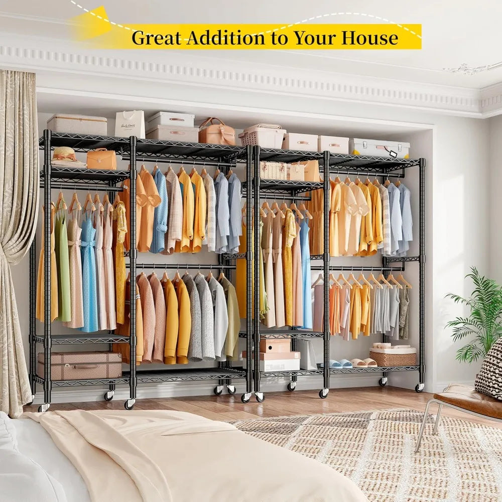 Heavy-Duty Clothes Rack for Bedroom & Laundry Room