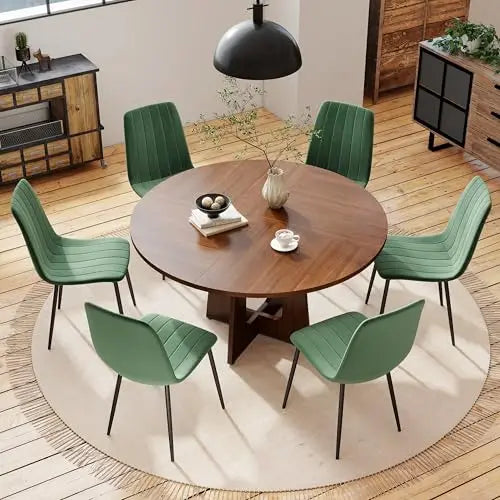 Linden 47" Round Walnut Dining Table Set with 4 Chairs
