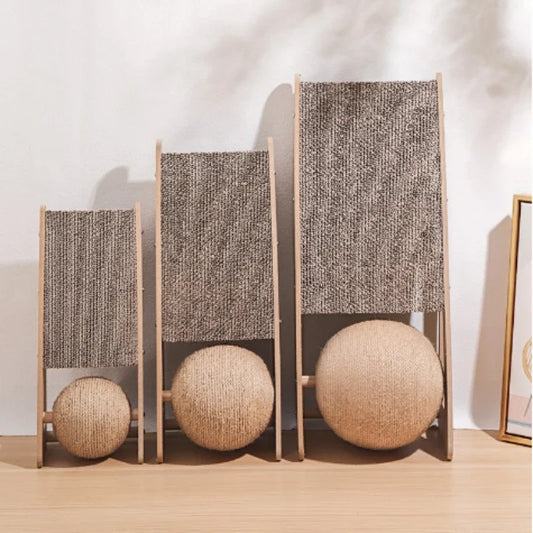 Cat Scratching Board with Detachable Vertical Ball | Sisal Cat Toy & Furniture Protector