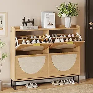 Slim Entryway Cabinet with Adjustable Shelves