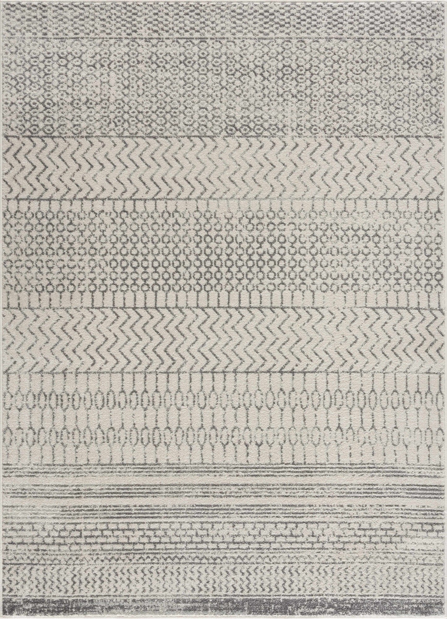 Durable & Easy-to-Clean Moroccan Geometric Rug | Gray & Ivory