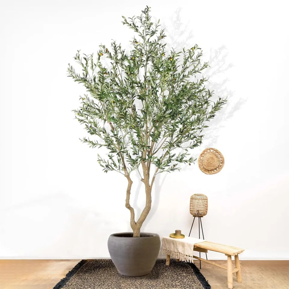 10ft Faux Olive Tree – Realistic Silk Leaves & Fruits