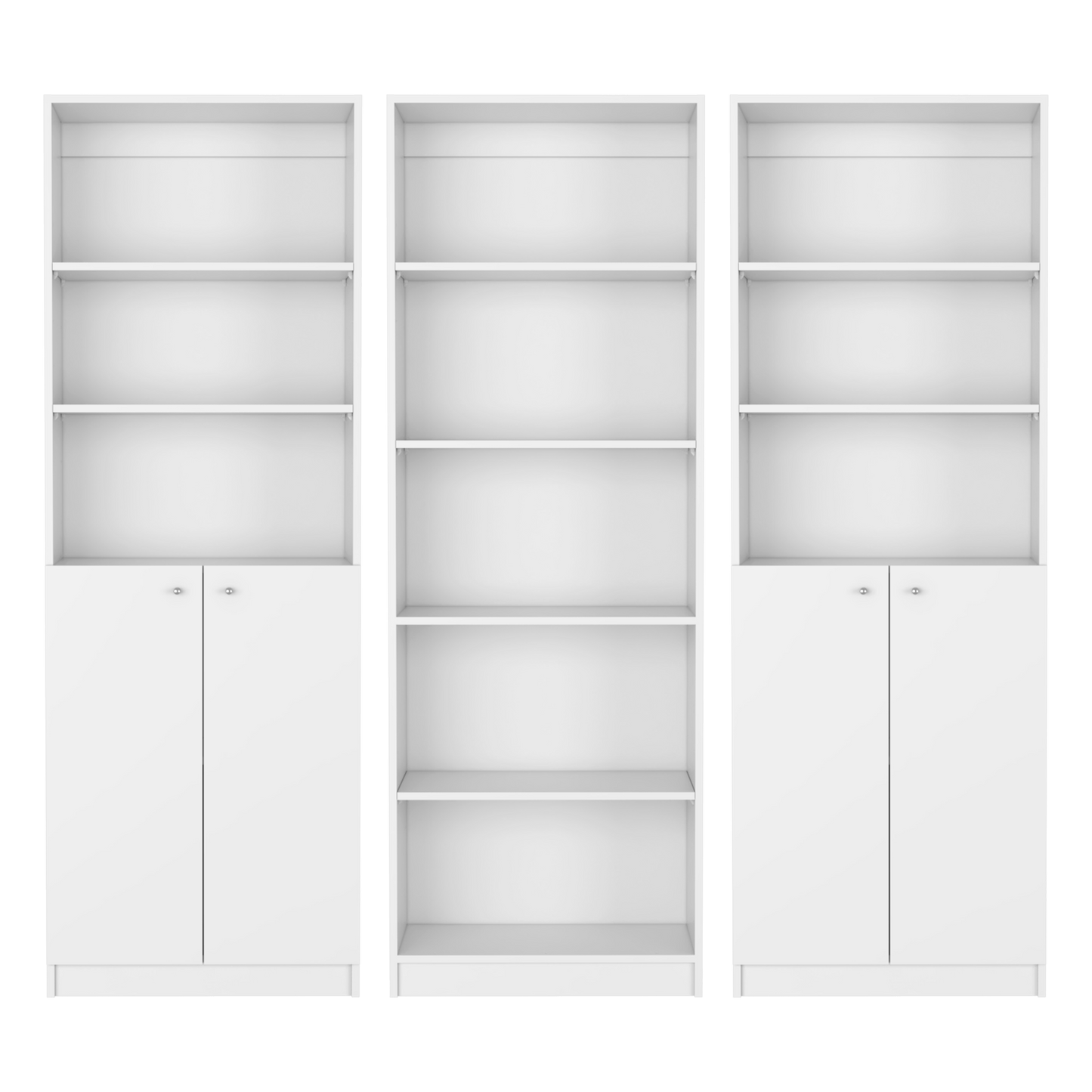 Salina 3-Piece White Bookcase Living Room Set