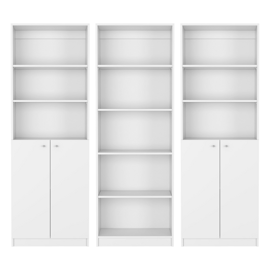 Salina 3-Piece White Bookcase Living Room Set