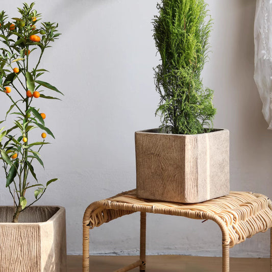 Lightweight Magnesium Clay Planter | Brown Indoor & Outdoor Pot with Drainage