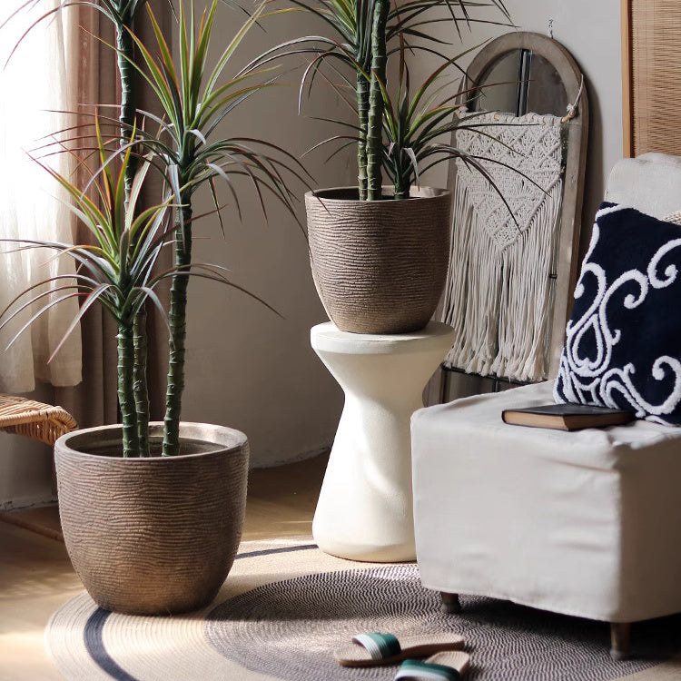 Round Tapered Cement Planter | Indoor/Outdoor Pot for Modern Decor