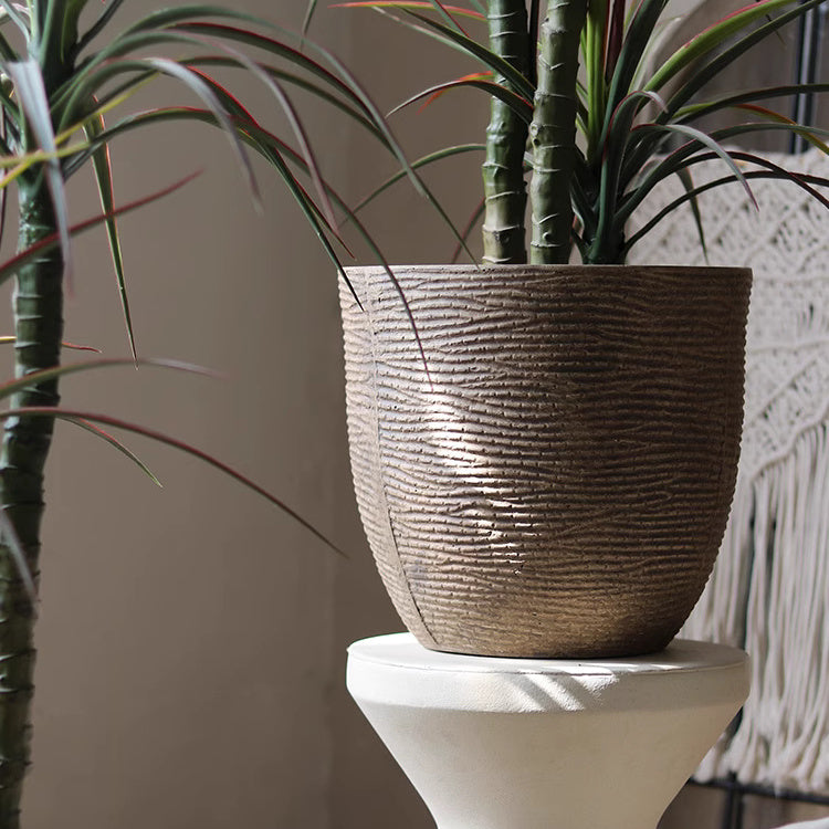 Round Tapered Cement Planter | Indoor/Outdoor Pot for Modern Decor