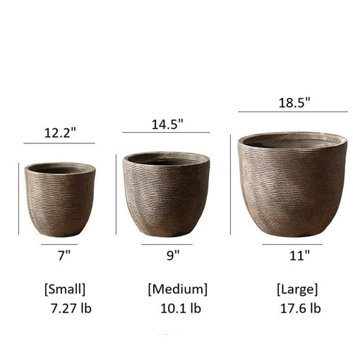 Round Tapered Cement Planter | Indoor/Outdoor Pot for Modern Decor