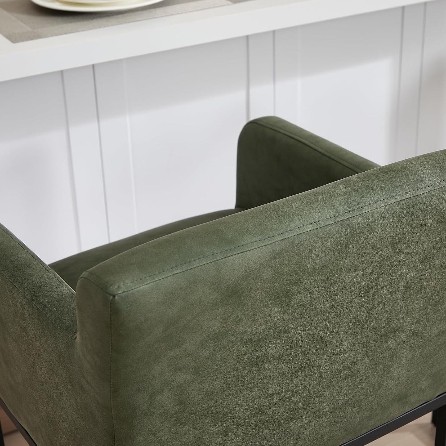 Modern 25" Green Leather Bar Stools (2)