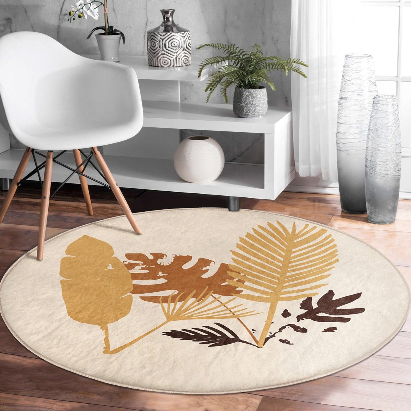 Abstract Round Non Slip Area Rug