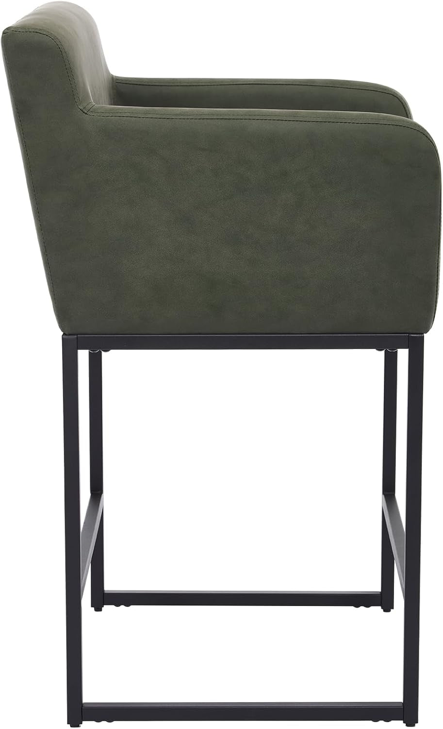 Modern 25" Green Leather Bar Stools (2)