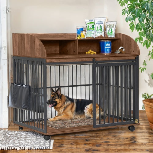 Stylish Indoor Dog House for Large Dogs – Engineered Wood & Steel
