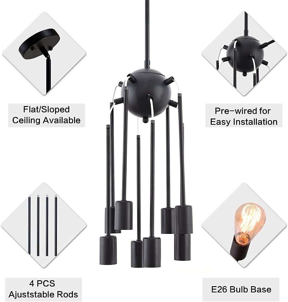 Vintage-Inspired 8-Bulb Sputnik Pendant Light
