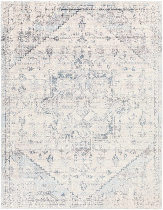 Orrick Modern Farmhouse Medallion Rug – Soft Gray & Cream Persian Design