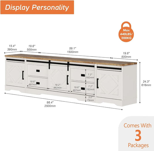 98.4" Wide Media Cabinet w/ Barn Doors