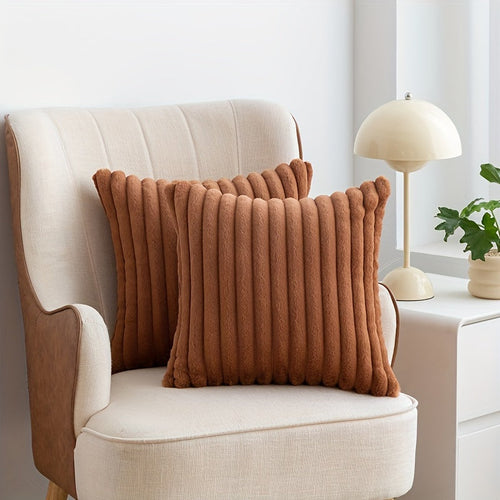 Luxury Plush Faux Fur Pillow Covers with Zipper Closure | Set of 2