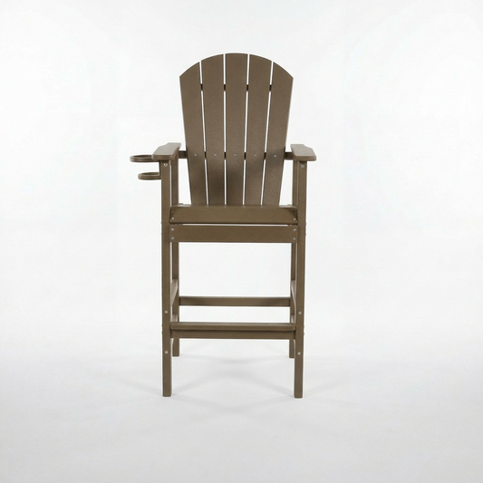 Dark gray Adirondack chair on a white background