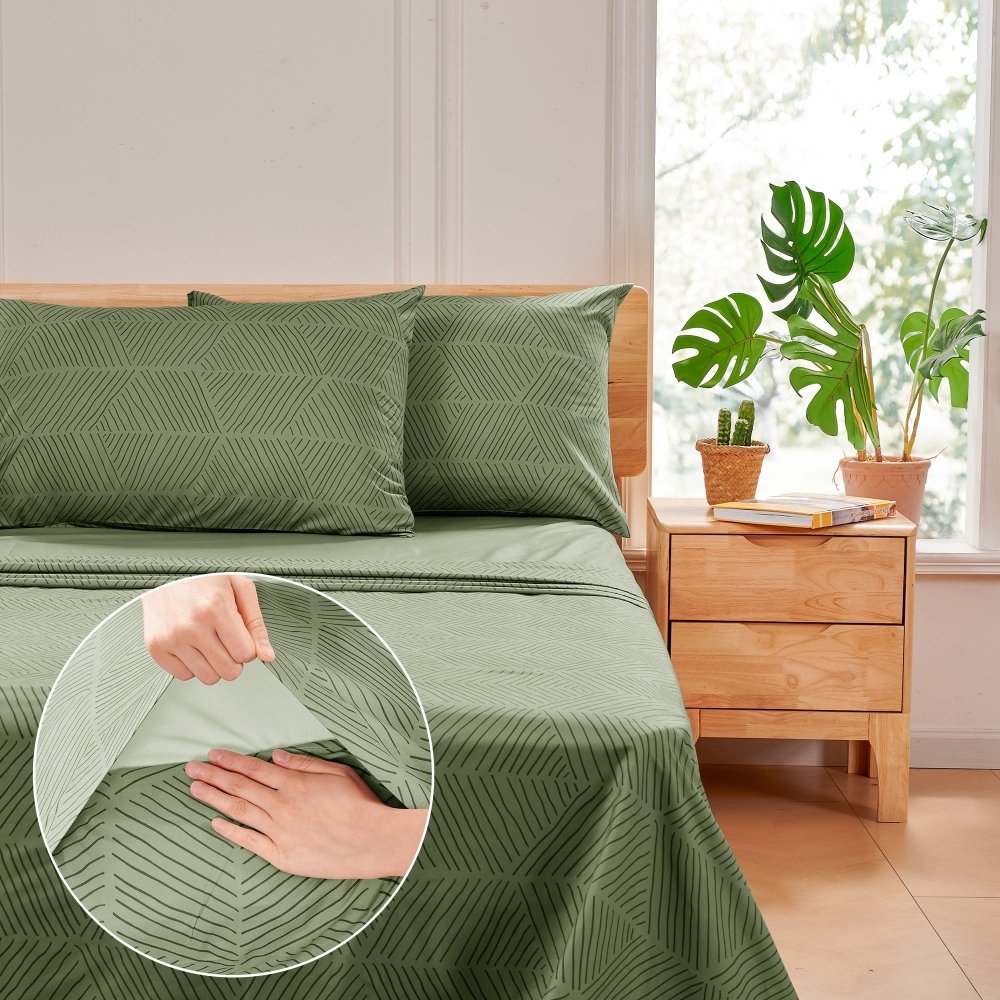 Recycled Microfiber Bed Sheet Set | Modern Diamond Pattern