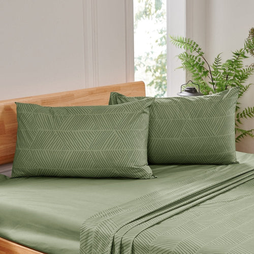 Recycled Microfiber Bed Sheet Set | Modern Diamond Pattern