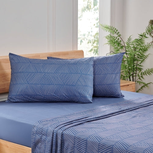 Recycled Microfiber Bed Sheet Set | Modern Diamond Pattern