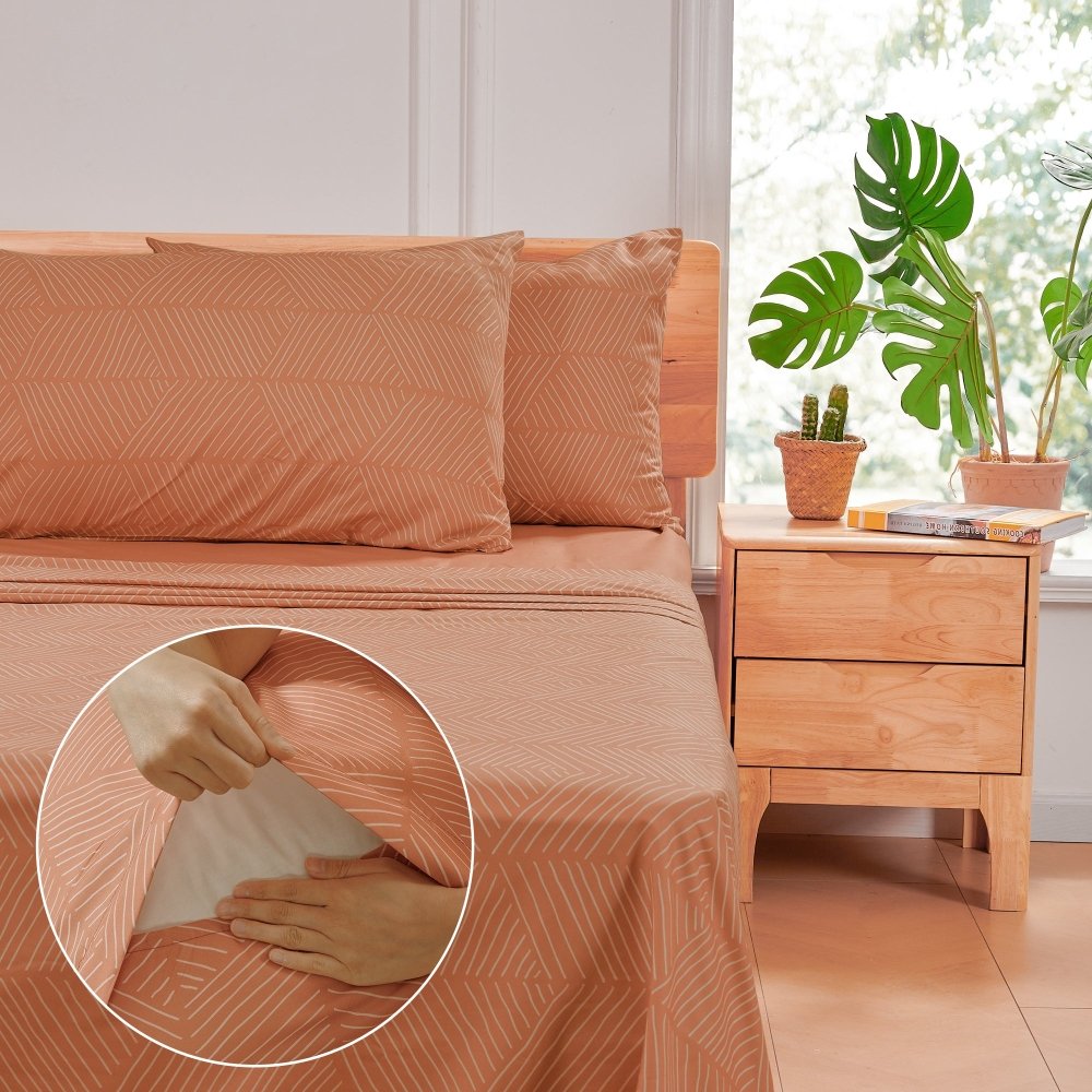 Recycled Microfiber Bed Sheet Set | Modern Diamond Pattern