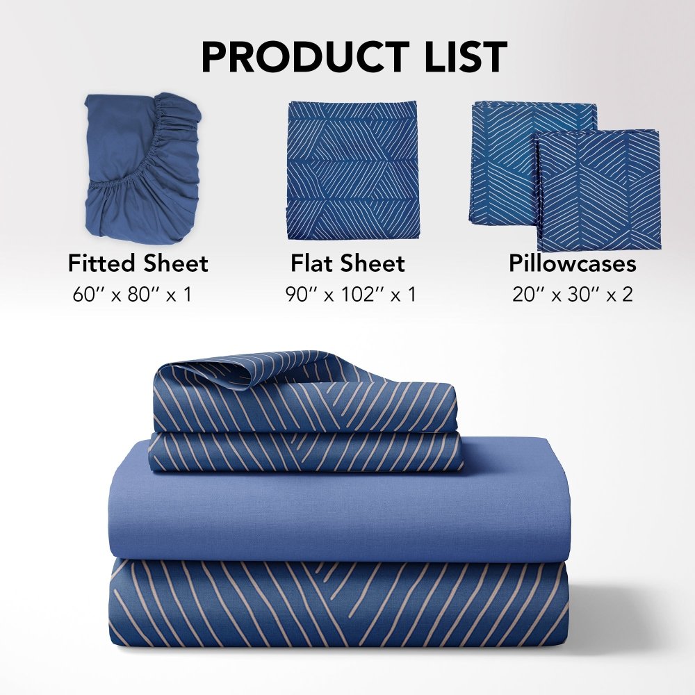 Recycled Microfiber Bed Sheet Set | Modern Diamond Pattern