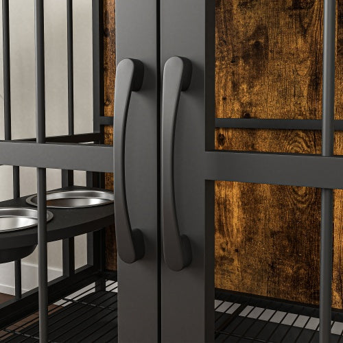 Stylish Dog Cage Furniture for Large Dogs – Antique Brown Finish
