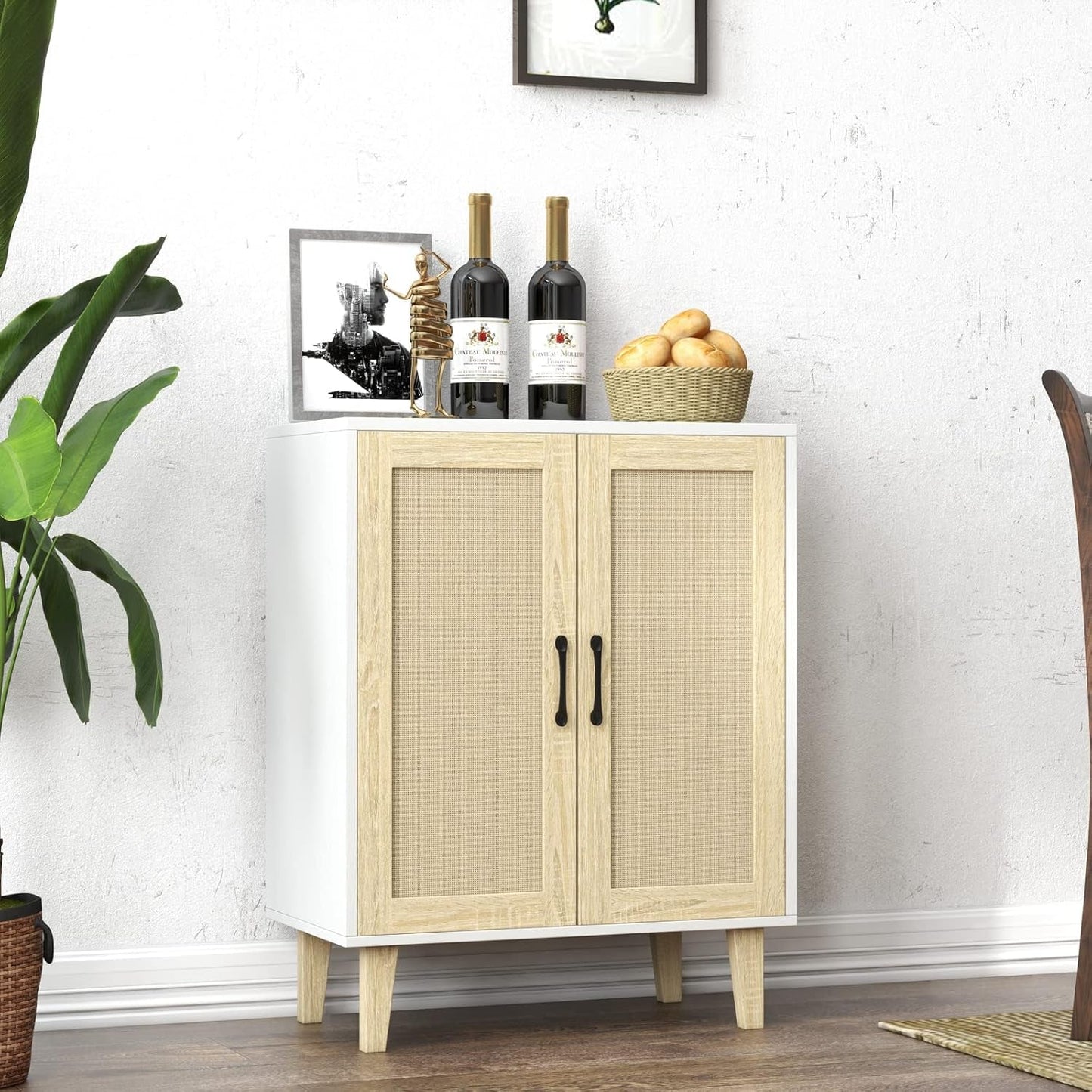 Stylish Storage Console with Rattan Doors | Buffet Cabinet