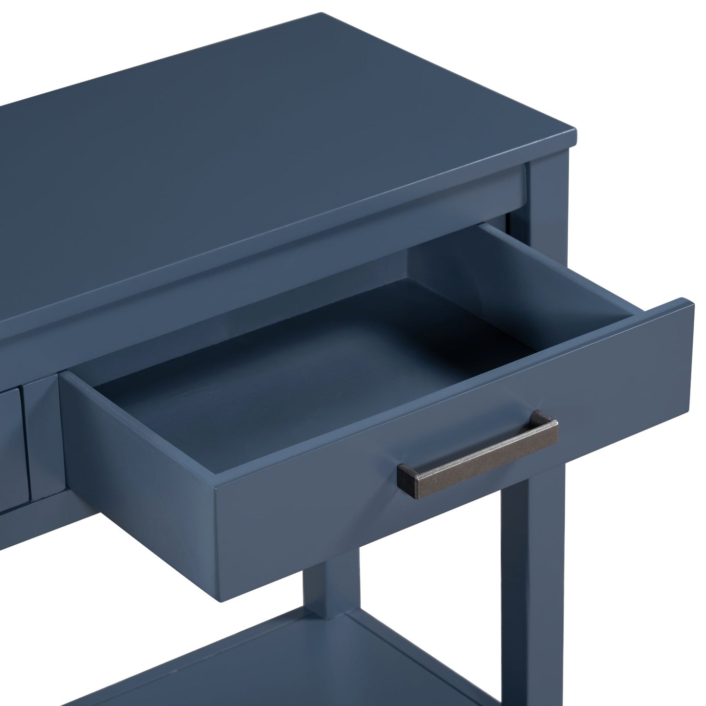 Navy Blue Console Table with Drawers & Shelf | Minimalist Sofa Table