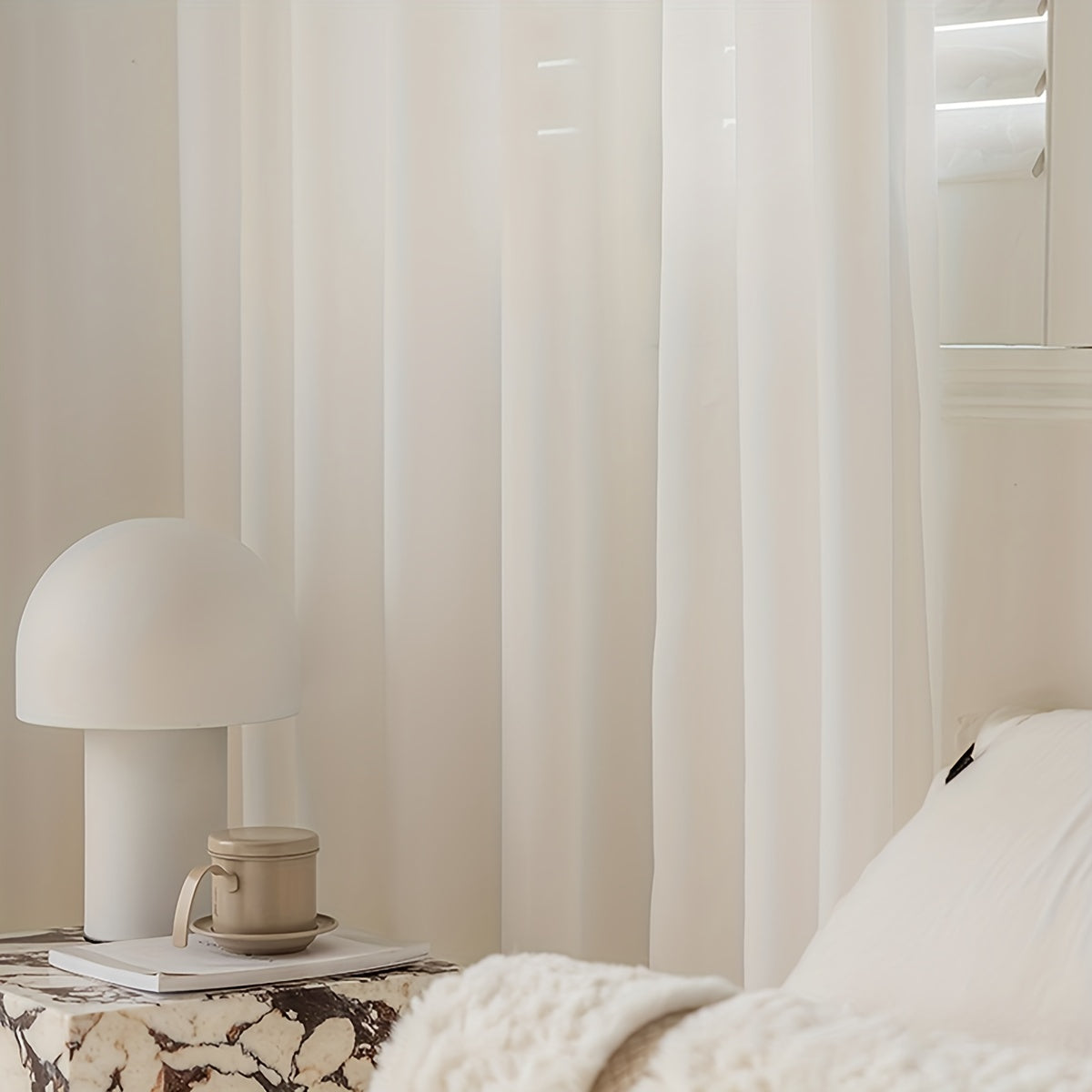 Country Rustic White Yarn Semi-Sheer Curtains