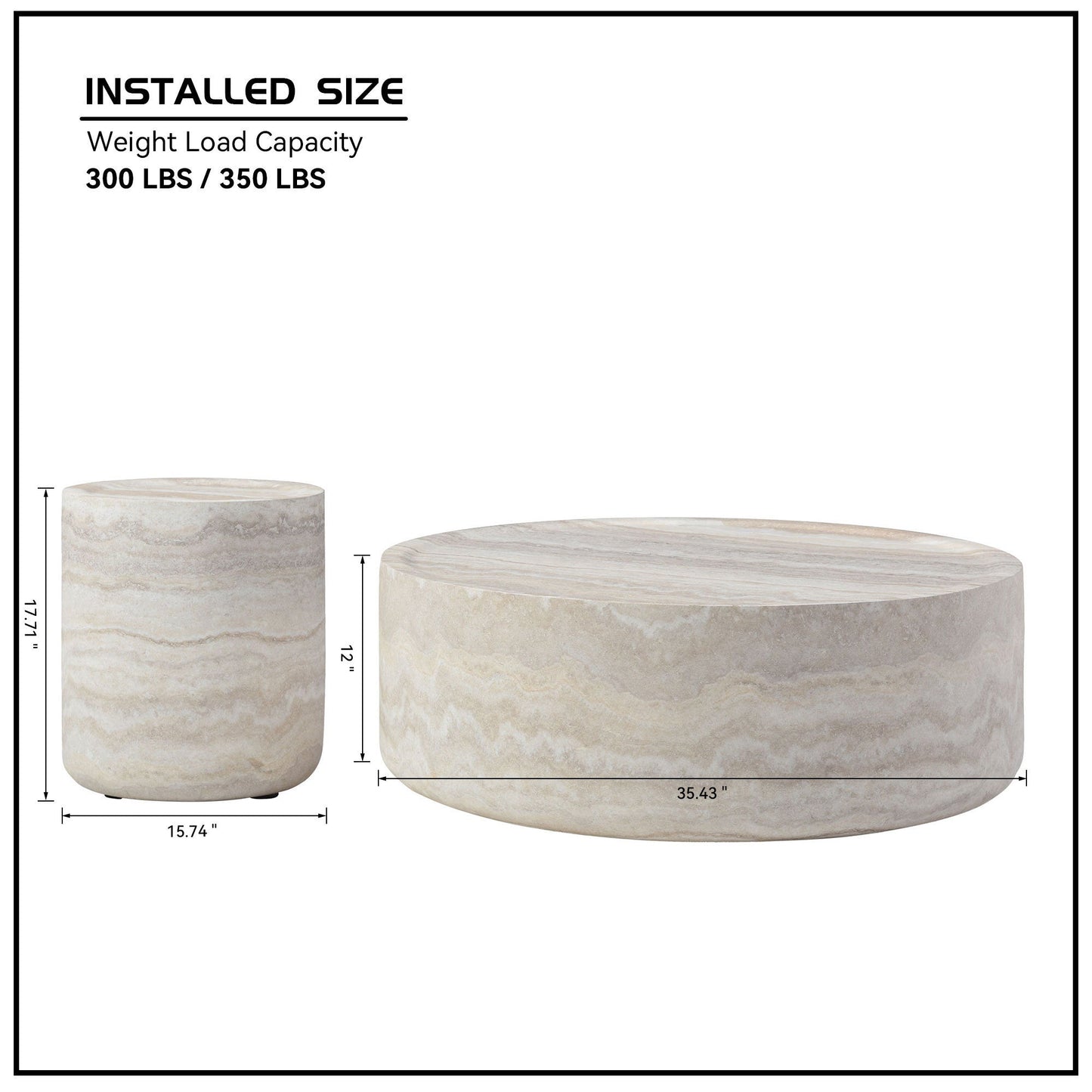 Faux Travertine Pattern Coffee Tables (Set of 2)