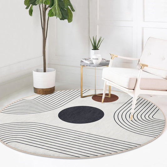 Abstract Minimalist Circular Rug