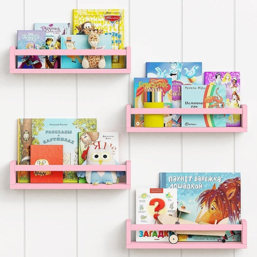 Playful Pink Floating Shelves - Organize in Style (Set of 4)