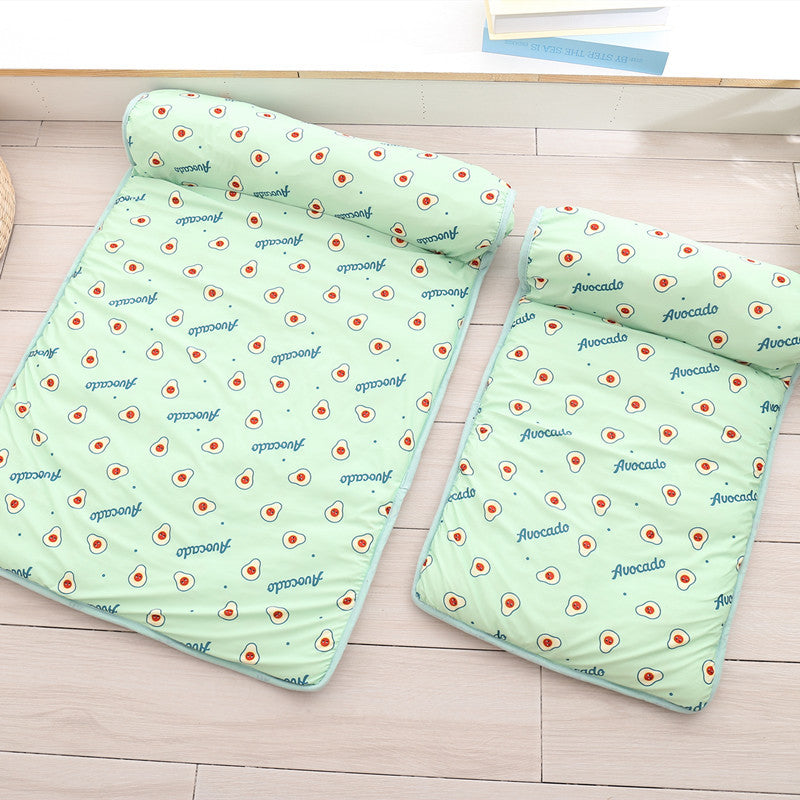 Ice Silk Cooling Pet Mat with Non-Slip Bottom & Pillow